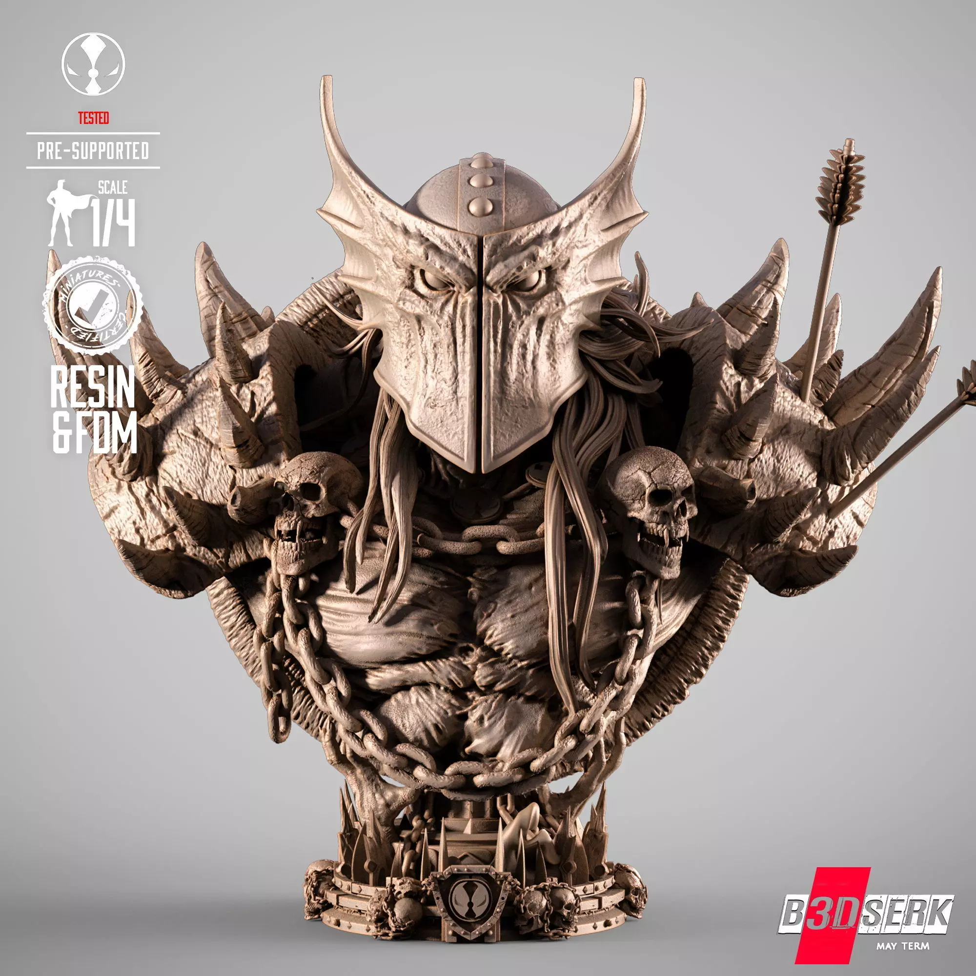 B3DSERK Dark Age Spawn Portrait Bust 3D print model