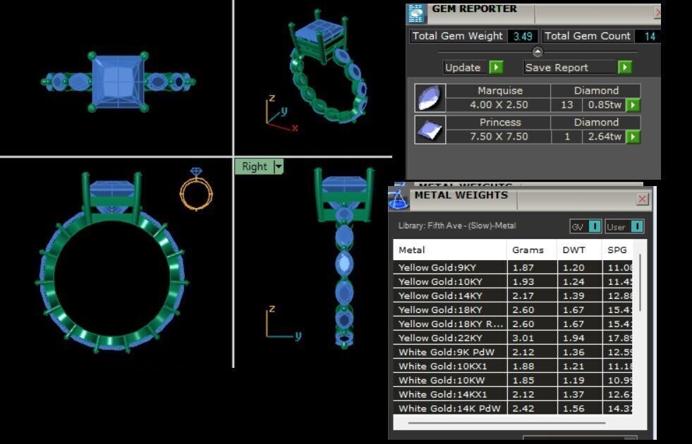 PRINCESS DIAMOND RING -CAD-156 3D model_13