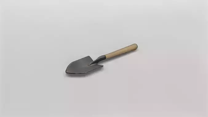 Detailed 3D Model of a Garden Shovel with Wooden Handle