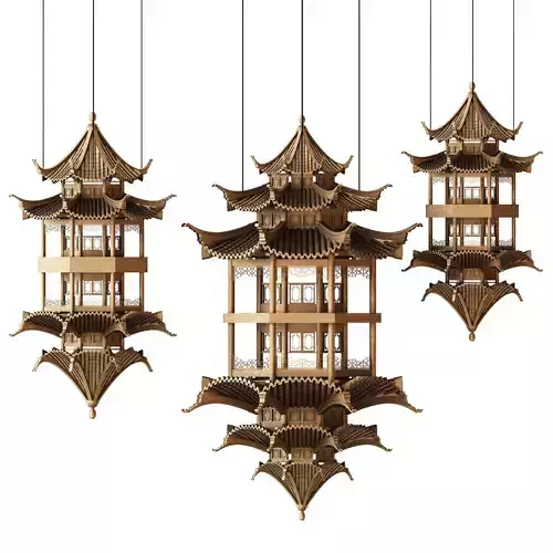 Chinese architecture Low-poly 3D model