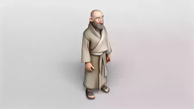 Stylized Elderly Monk 3D Model
