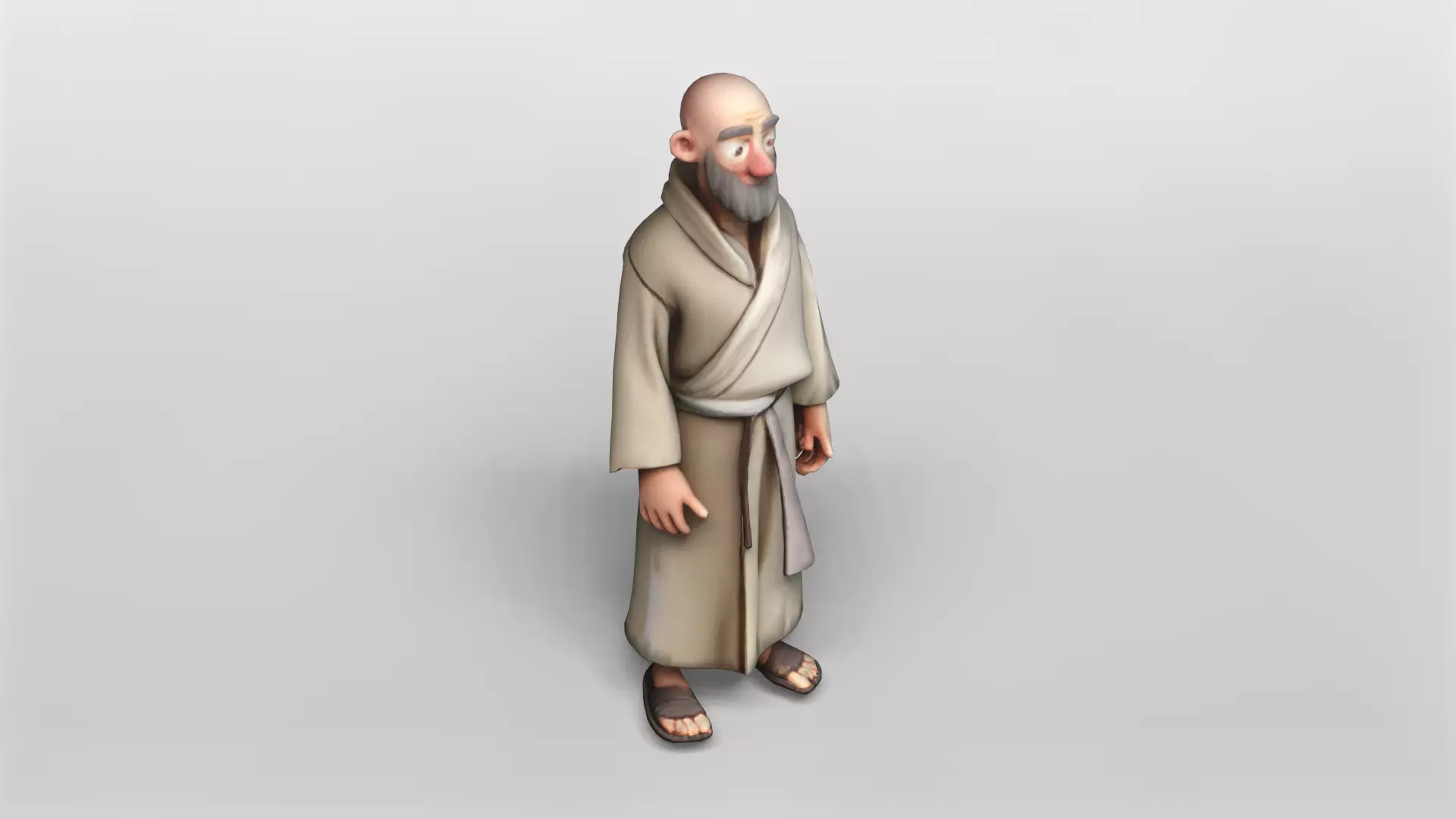 Stylized Elderly Monk 3D Model 3D model_0