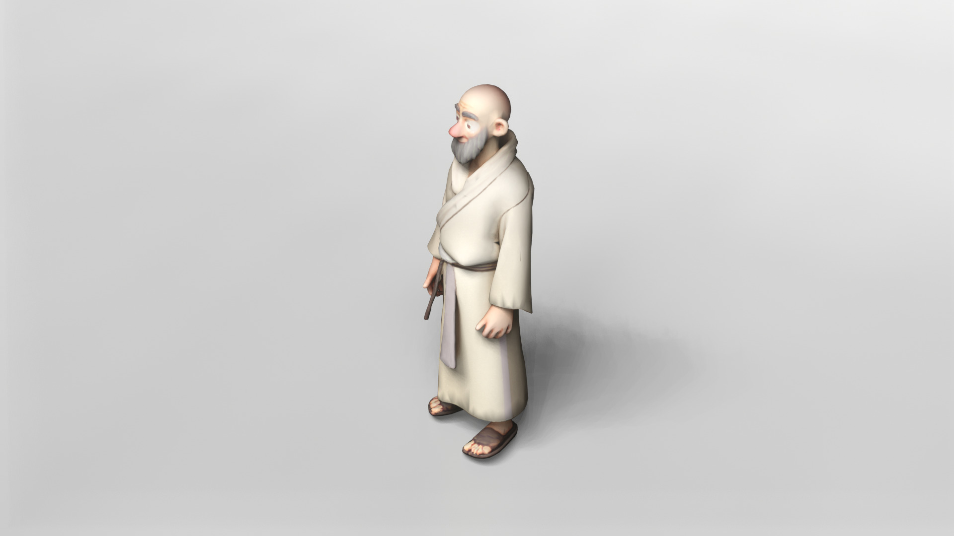 Stylized Elderly Monk 3D Model 3D model_2