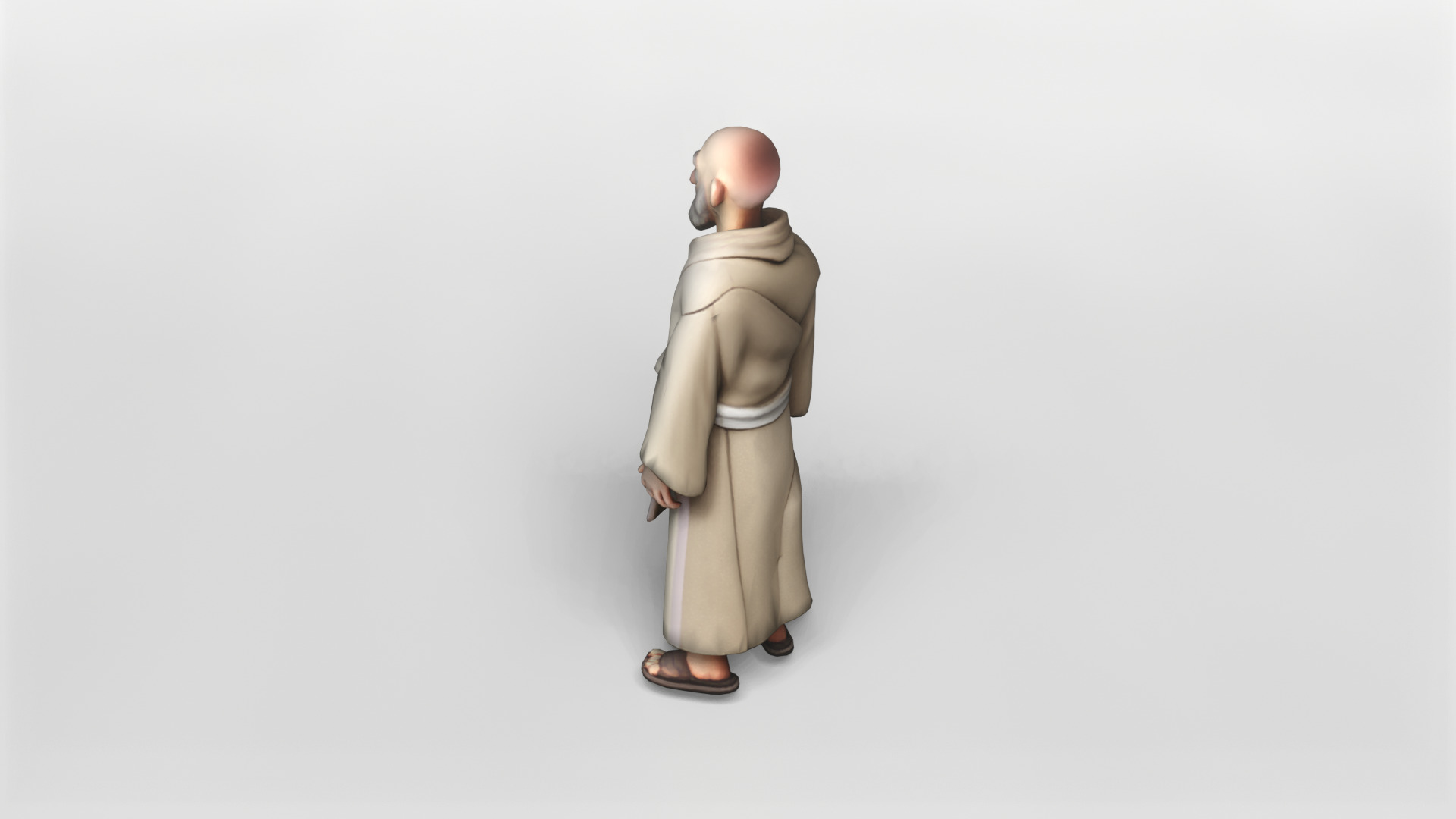 Stylized Elderly Monk 3D Model 3D model_3