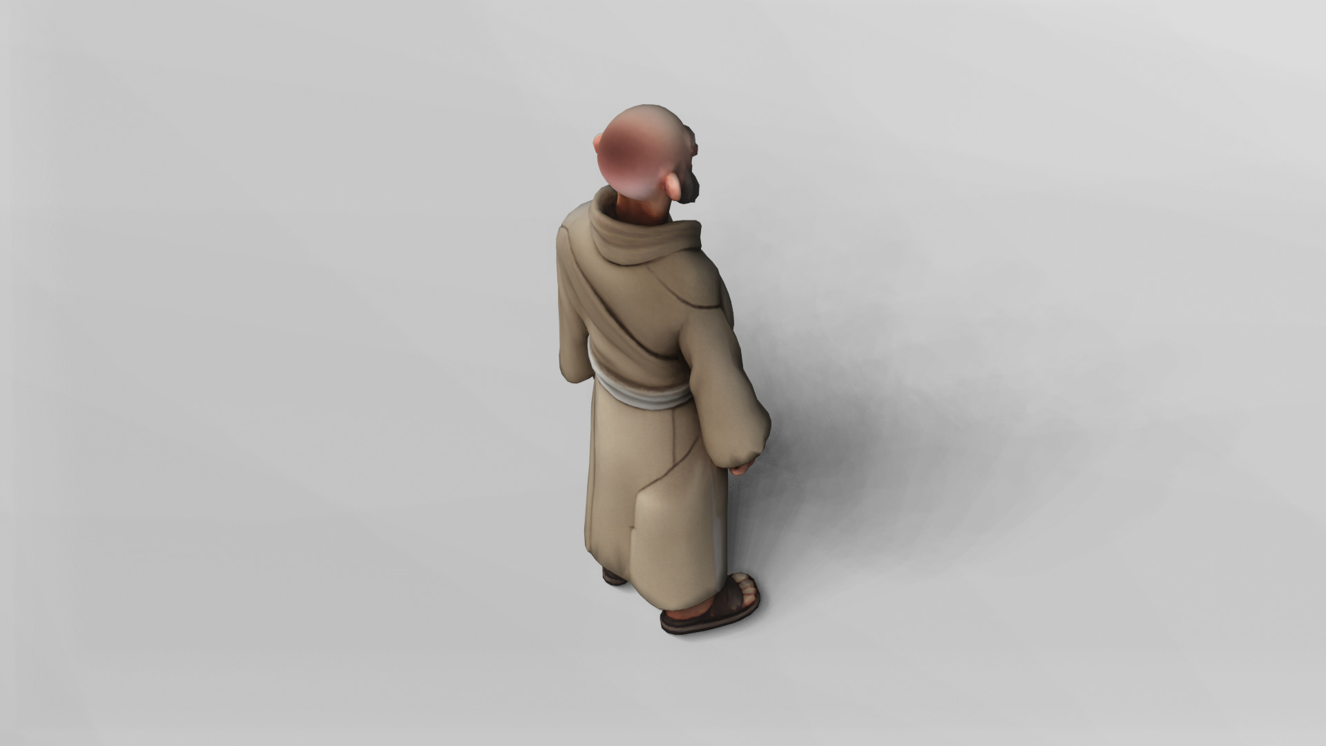 Stylized Elderly Monk 3D Model 3D model_4