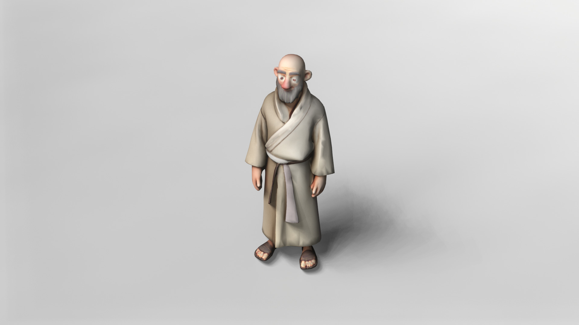 Stylized Elderly Monk 3D Model 3D model_1