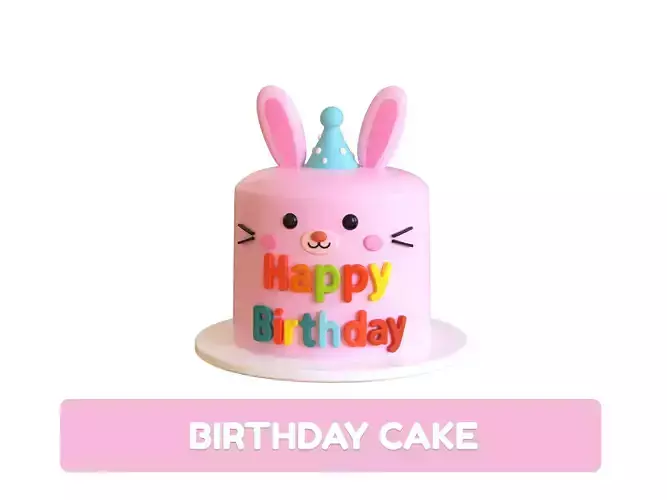 Low-Poly Birthday Cake 06  Low-poly 3D model