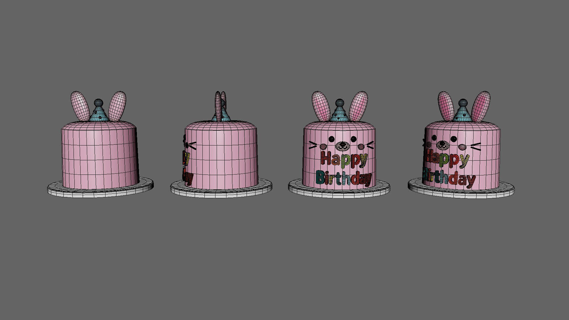 Low-Poly Birthday Cake 06  Low-poly 3D model_9