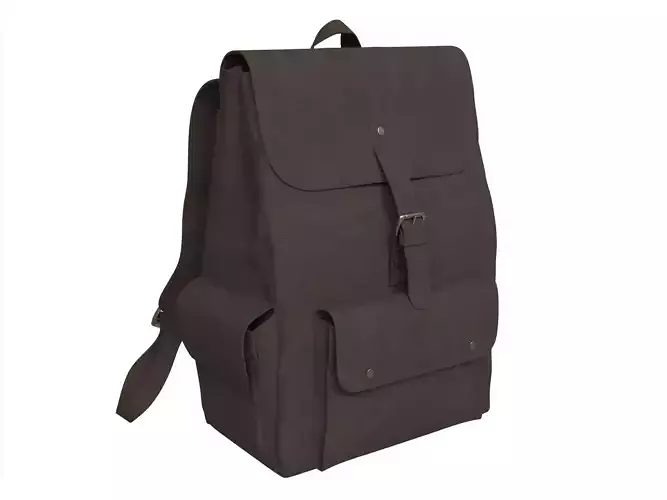 Dark Brown Leather Flap Backpack Rucksack