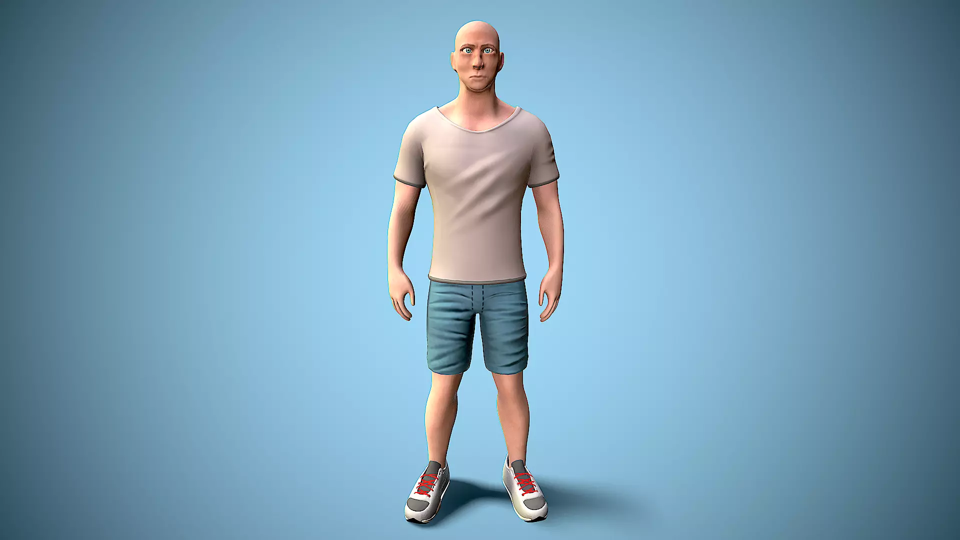 rigged man Low-poly 3D model_0