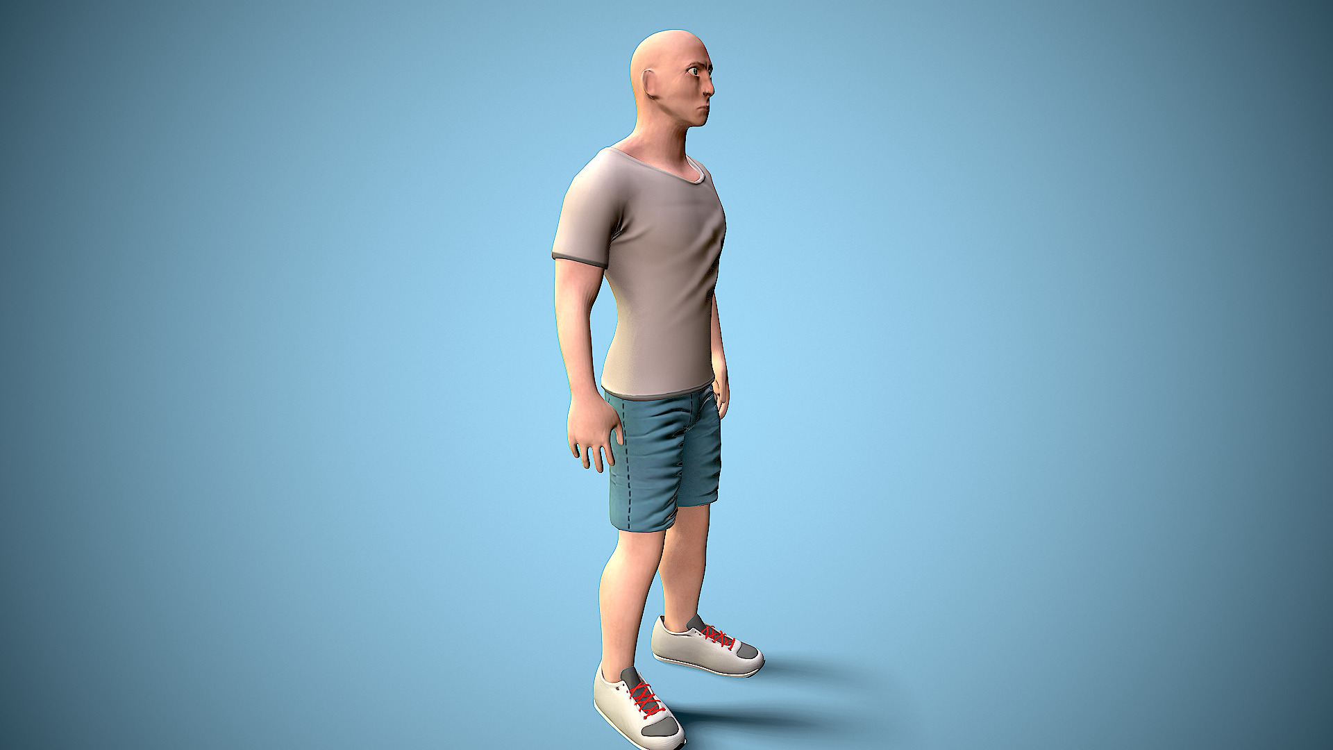 rigged man Low-poly 3D model_9