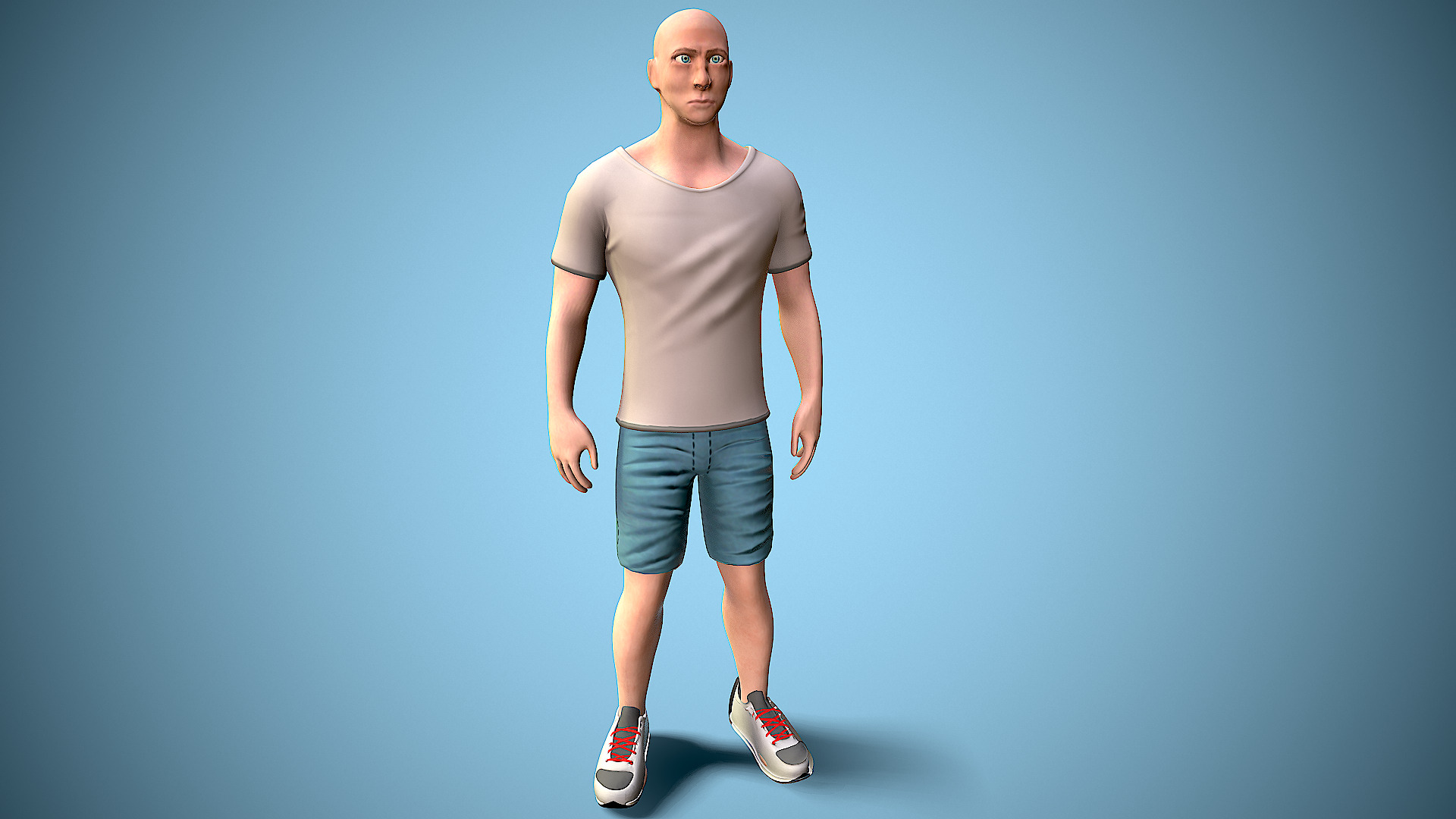 rigged man Low-poly 3D model_3