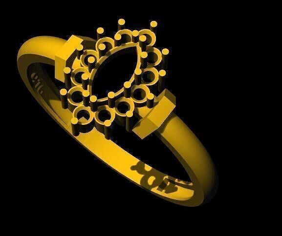 marquise stone ring 3dm file 3D print model