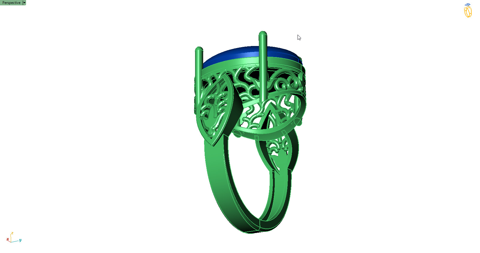 Art Deco Cabochon Ring 3D Model-Printable-Rhino Format 3D print model_3