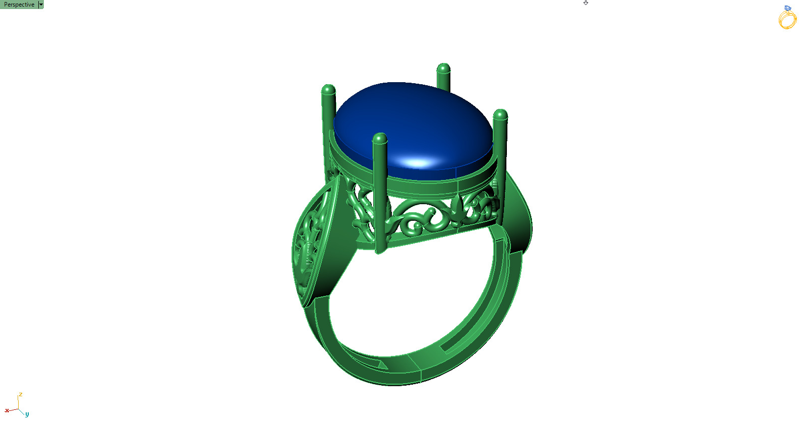 Art Deco Cabochon Ring 3D Model-Printable-Rhino Format 3D print model_4