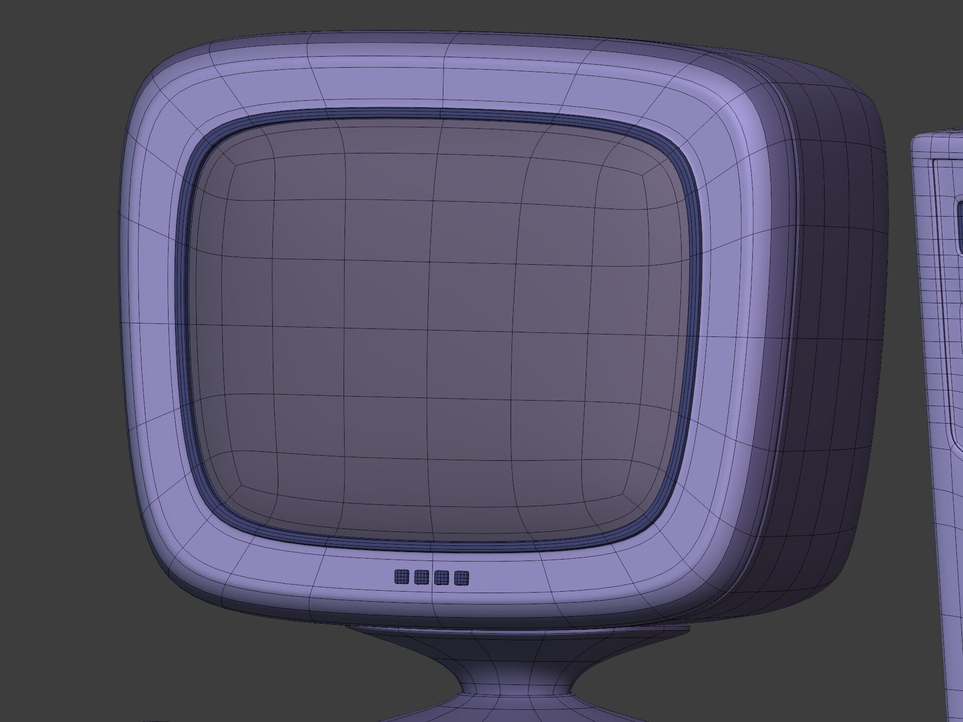 Cartoon Old Computer Desktop - PC Monitor Screen Keyboard Mouse Low-poly 3D model_14