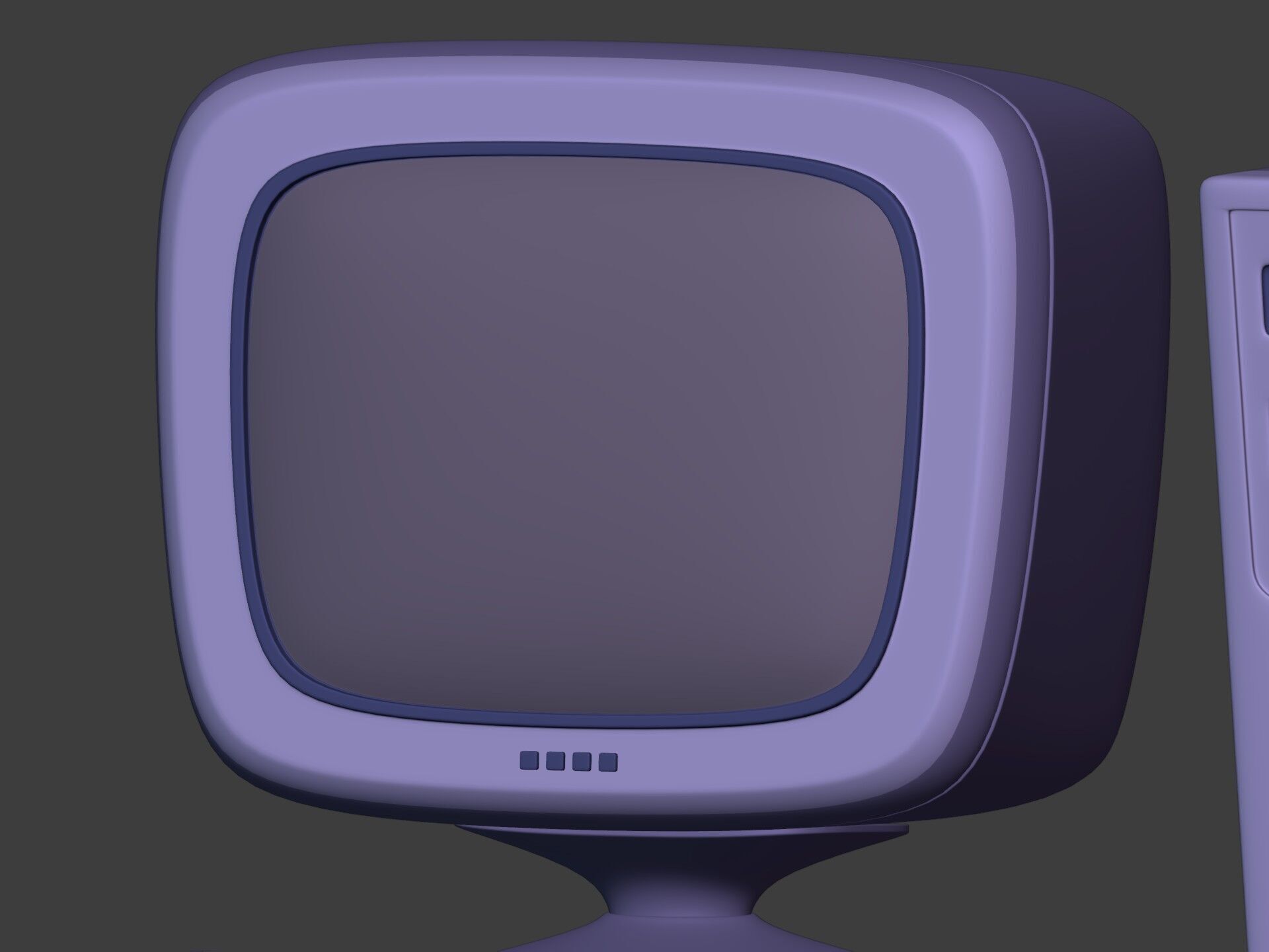 Cartoon Old Computer Desktop - PC Monitor Screen Keyboard Mouse Low-poly 3D model_13