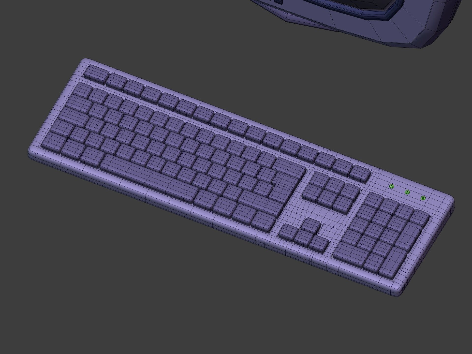 Cartoon Old Computer Desktop - PC Monitor Screen Keyboard Mouse Low-poly 3D model_16