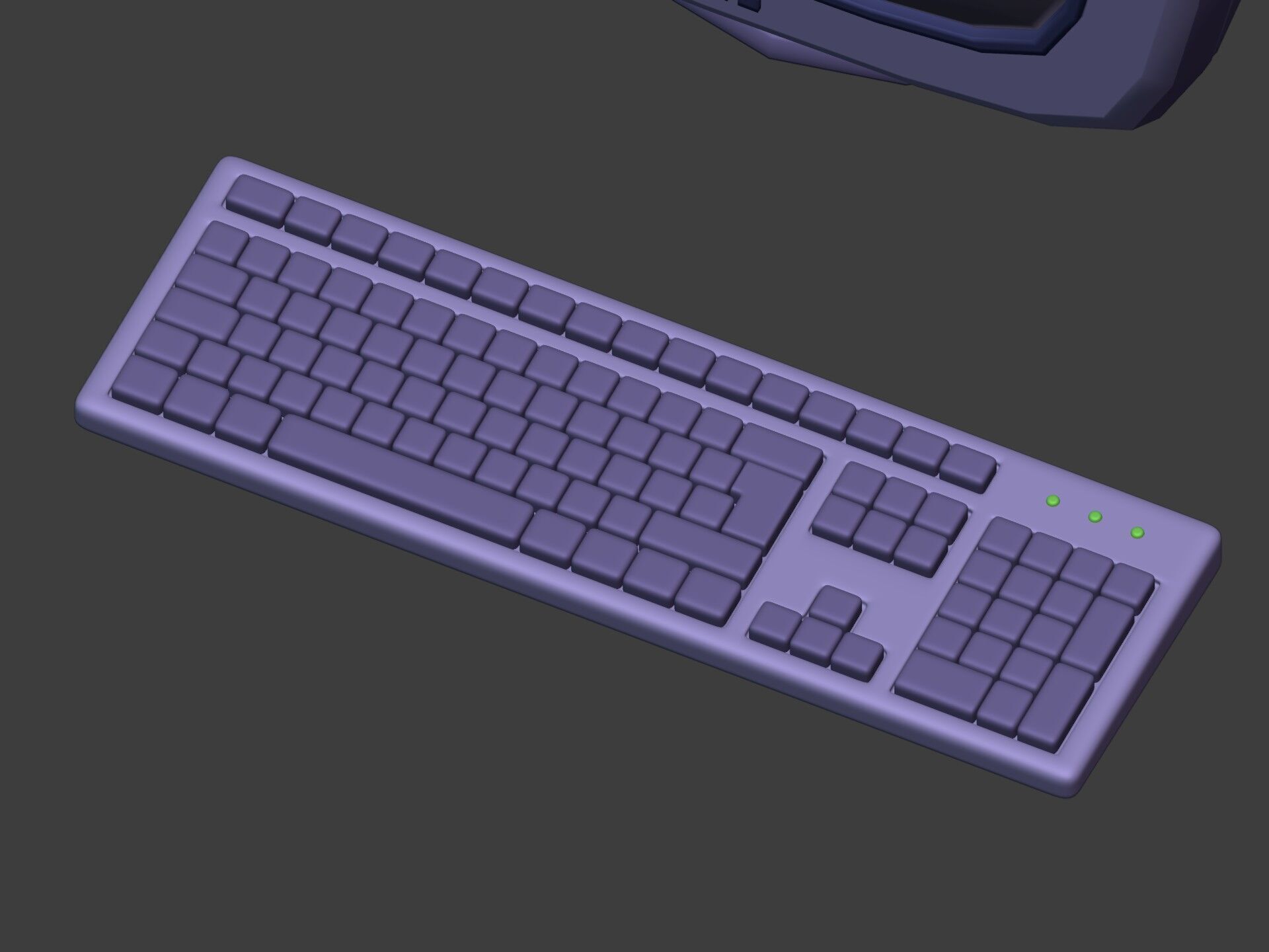 Cartoon Old Computer Desktop - PC Monitor Screen Keyboard Mouse Low-poly 3D model_15