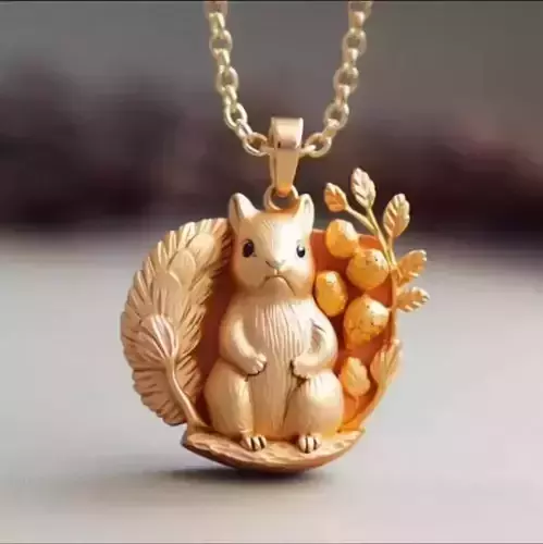 Squirrel Pendant 3D Printable Animal Jewelry Design 