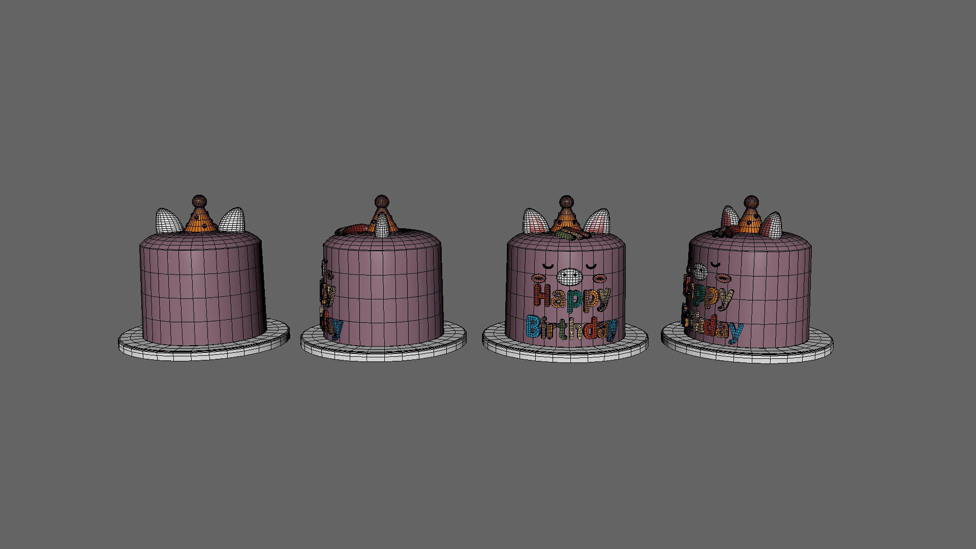 Low-Poly Birthday Cake 08 Low-poly 3D model_6