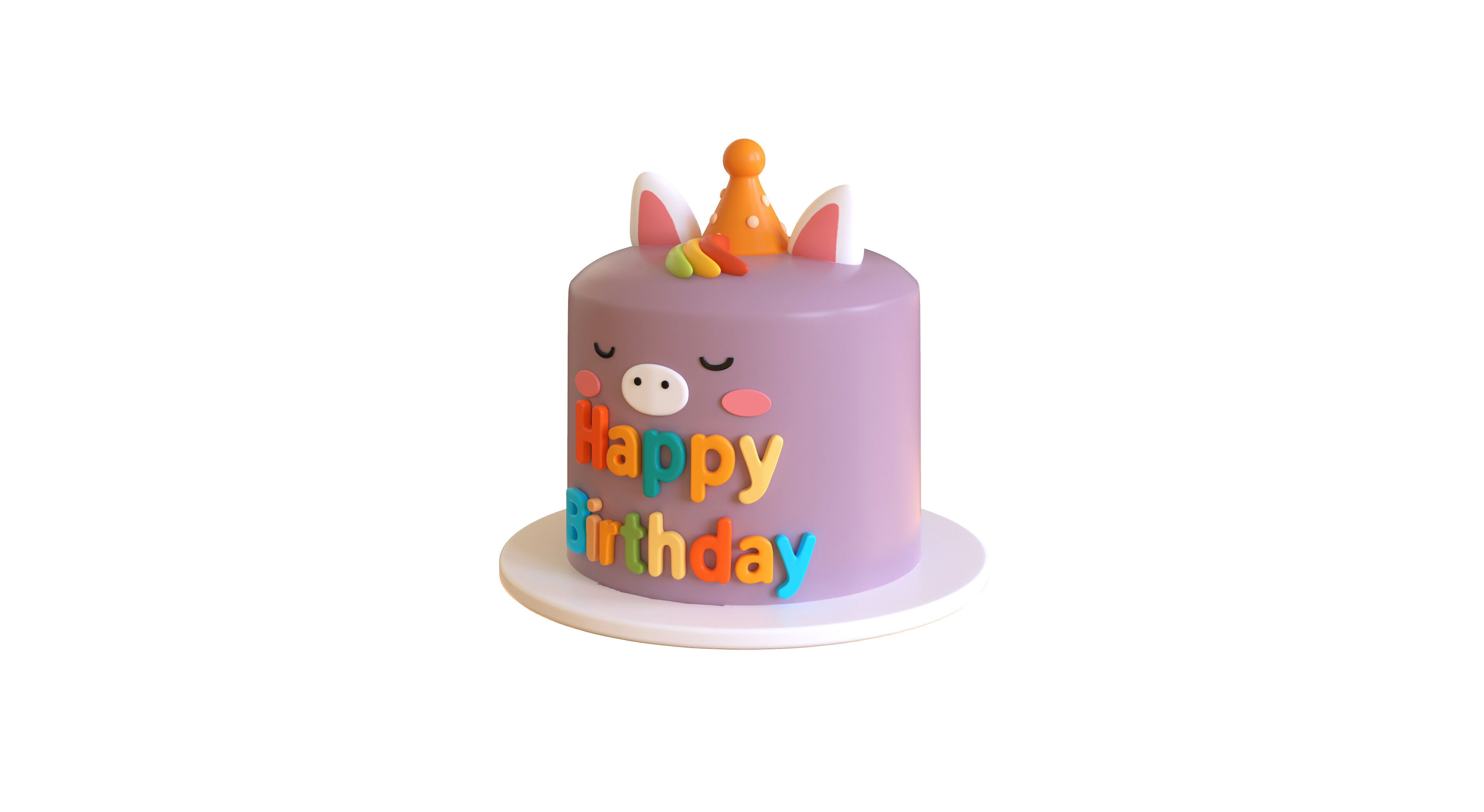 Low-Poly Birthday Cake 08 Low-poly 3D model_2