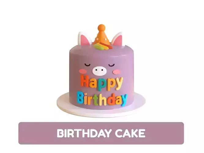 Low-Poly Birthday Cake 08 Low-poly 3D model