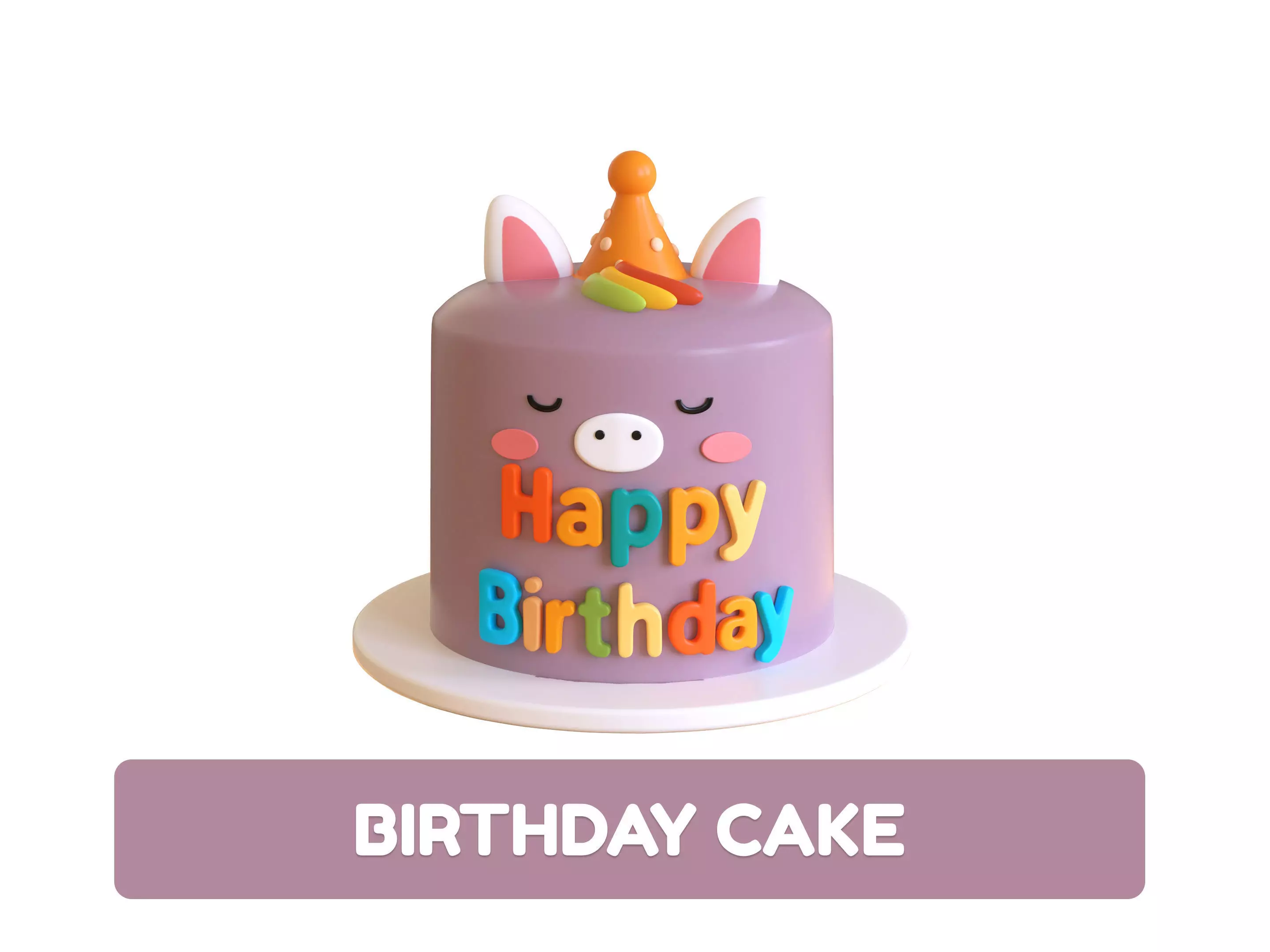 Low-Poly Birthday Cake 08 Low-poly 3D model_0