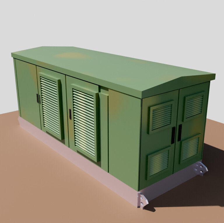 Urban Transformer Enclosure Low-poly 3D model_11