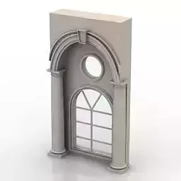 arch window with roman arch and coloum Low-poly 3D model