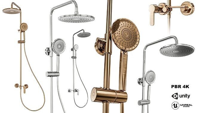 Shower 2 Colors Low-poly 3D model