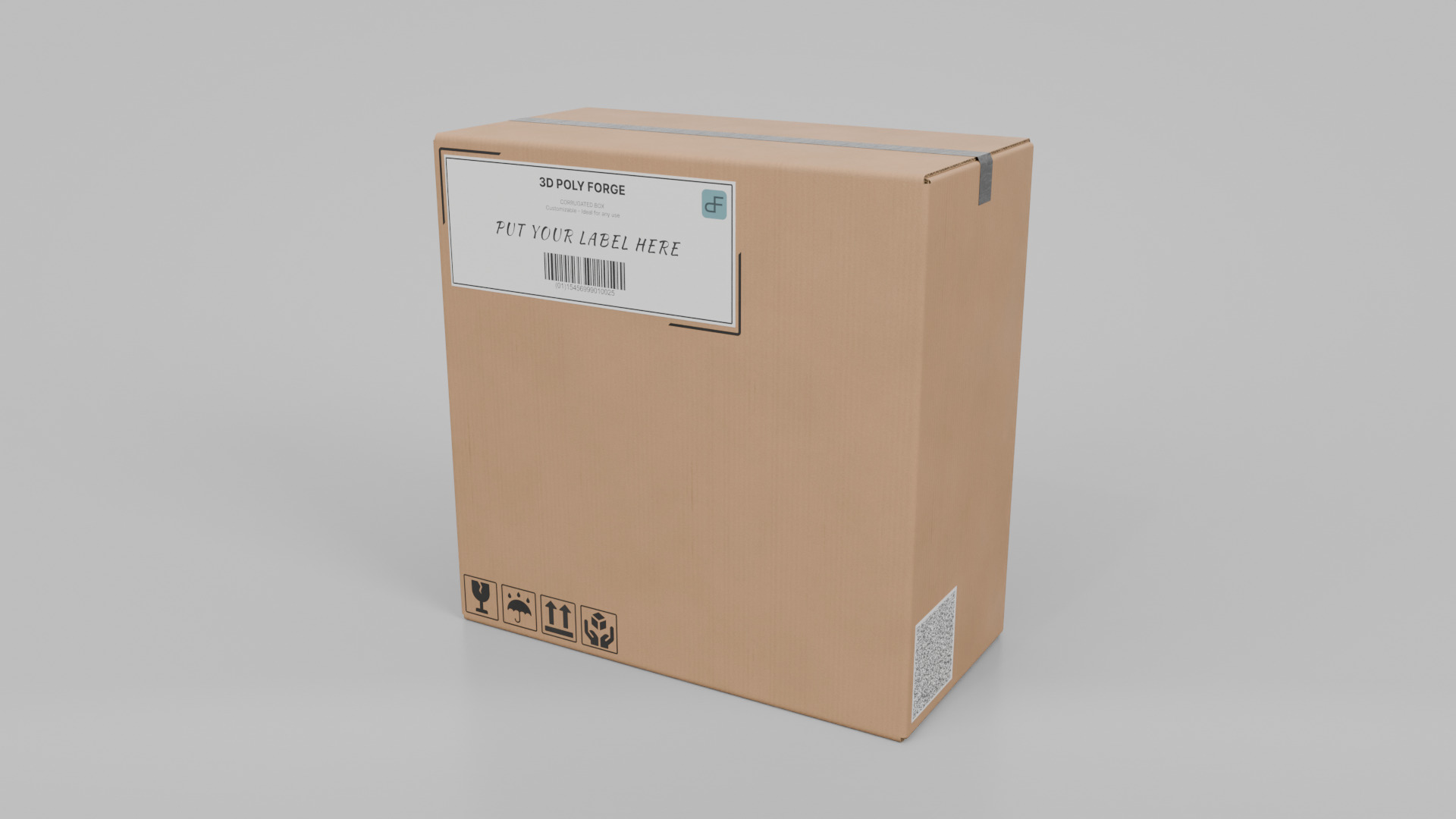 Cardboard Box R-244 - Rigged and Customizable Low-poly 3D model_3