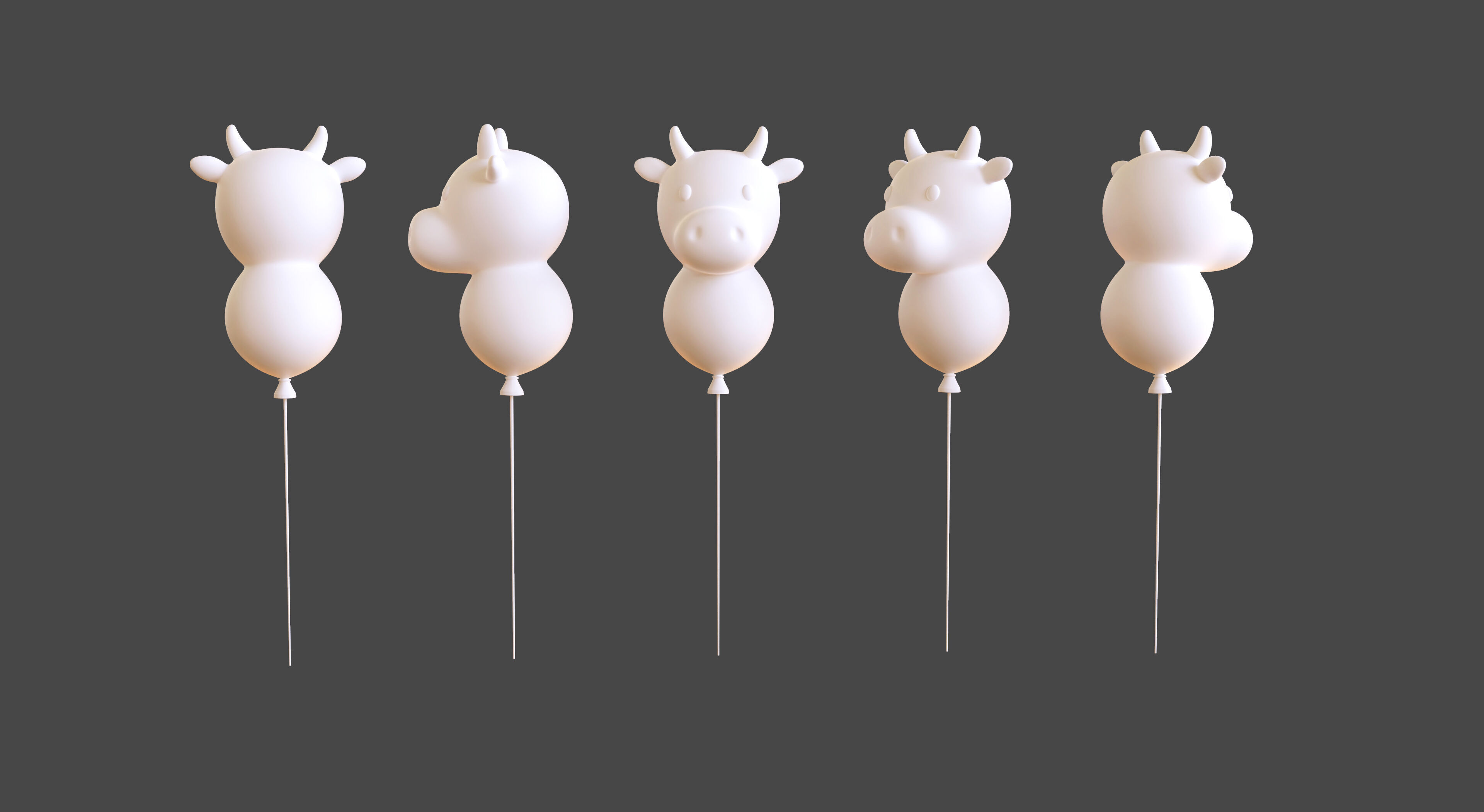 Birthday Balloons  - Colorful Party Decoration Prop 01 Low-poly 3D model_2