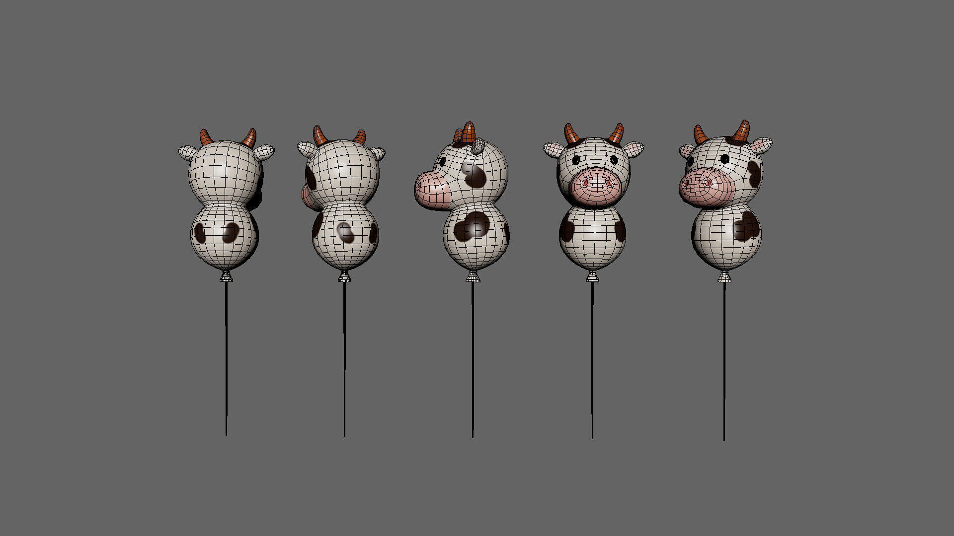 Birthday Balloons  - Colorful Party Decoration Prop 01 Low-poly 3D model_4