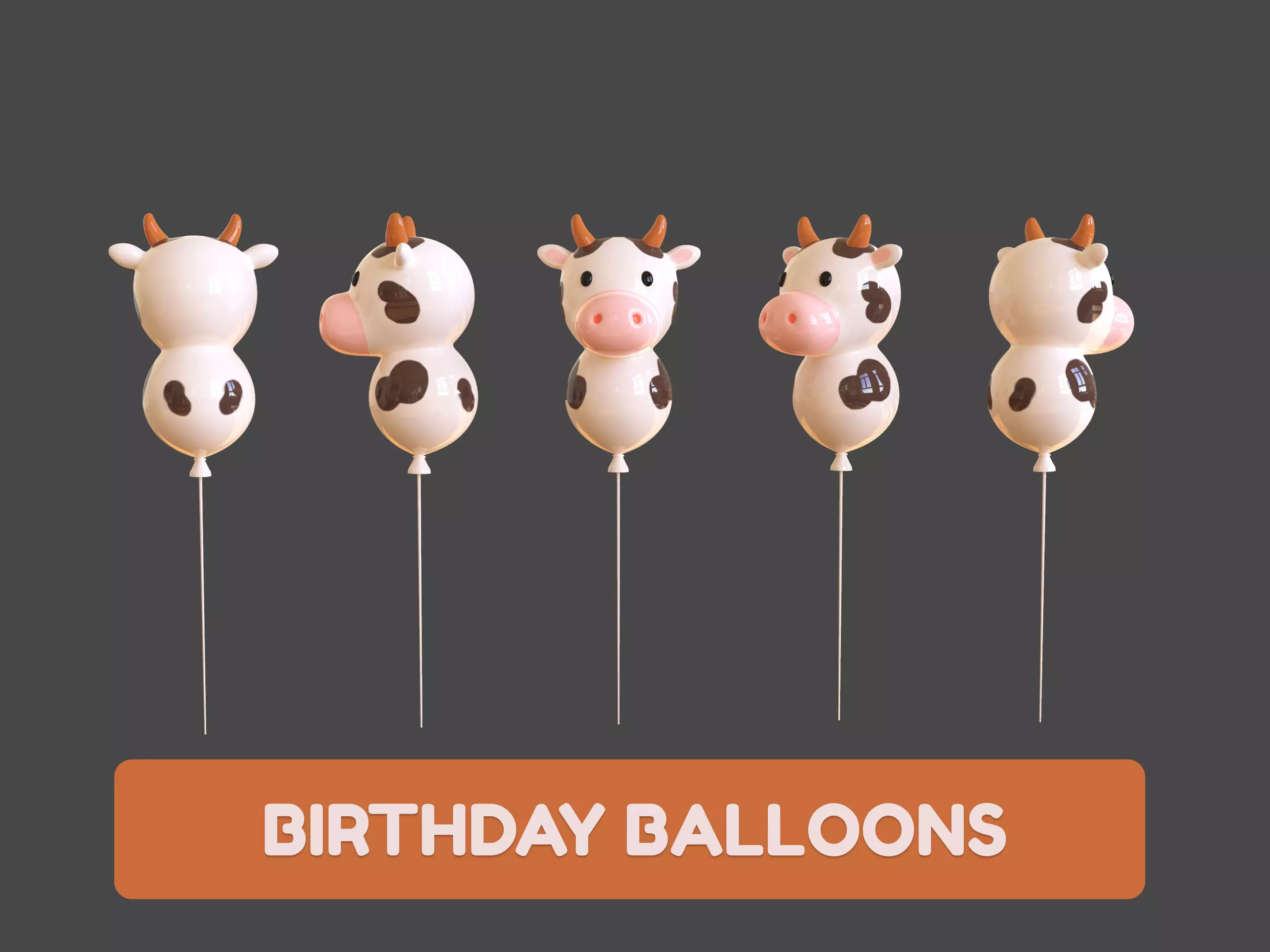 Birthday Balloons  - Colorful Party Decoration Prop 01 Low-poly 3D model_0