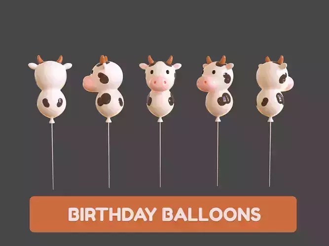 Birthday Balloons  - Colorful Party Decoration Prop 01 Low-poly 3D model