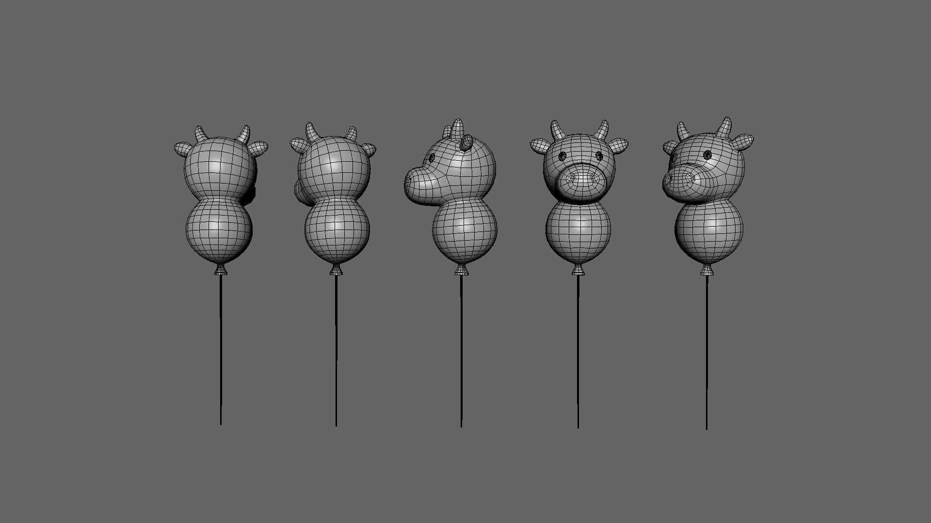 Birthday Balloons  - Colorful Party Decoration Prop 01 Low-poly 3D model_3