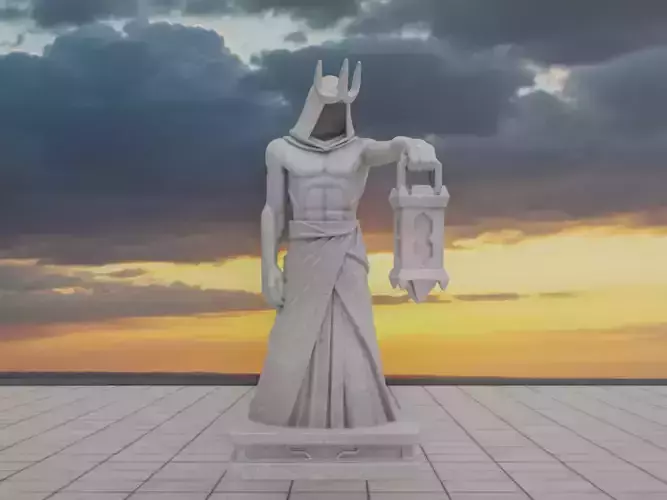 Mystic Guardian Statue with Lantern Printable 3D print model