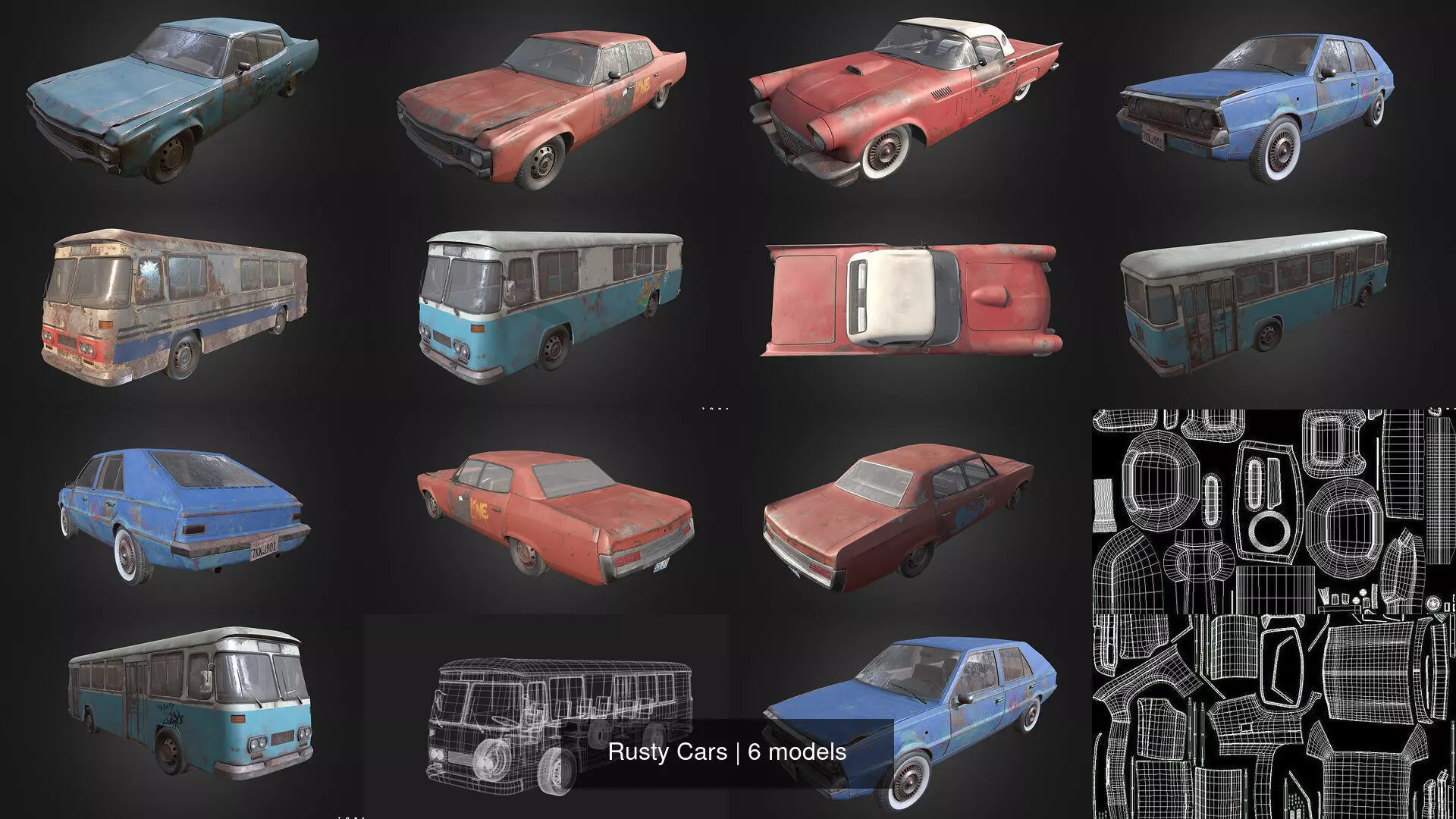 Rusty Cars 3D Model Collection_1