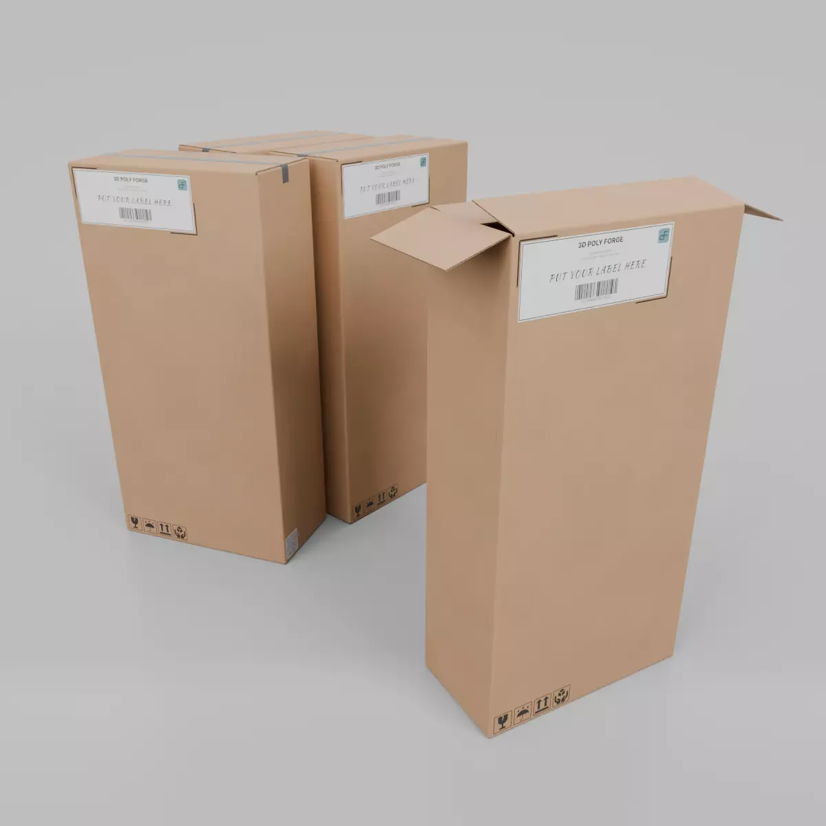 Cardboard Box R-248 - Rigged and Customizable Low-poly 3D model_0
