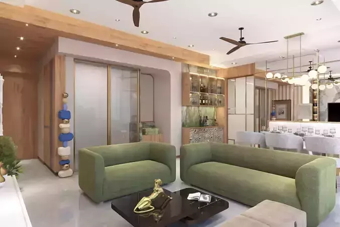 interior living room with dinning area