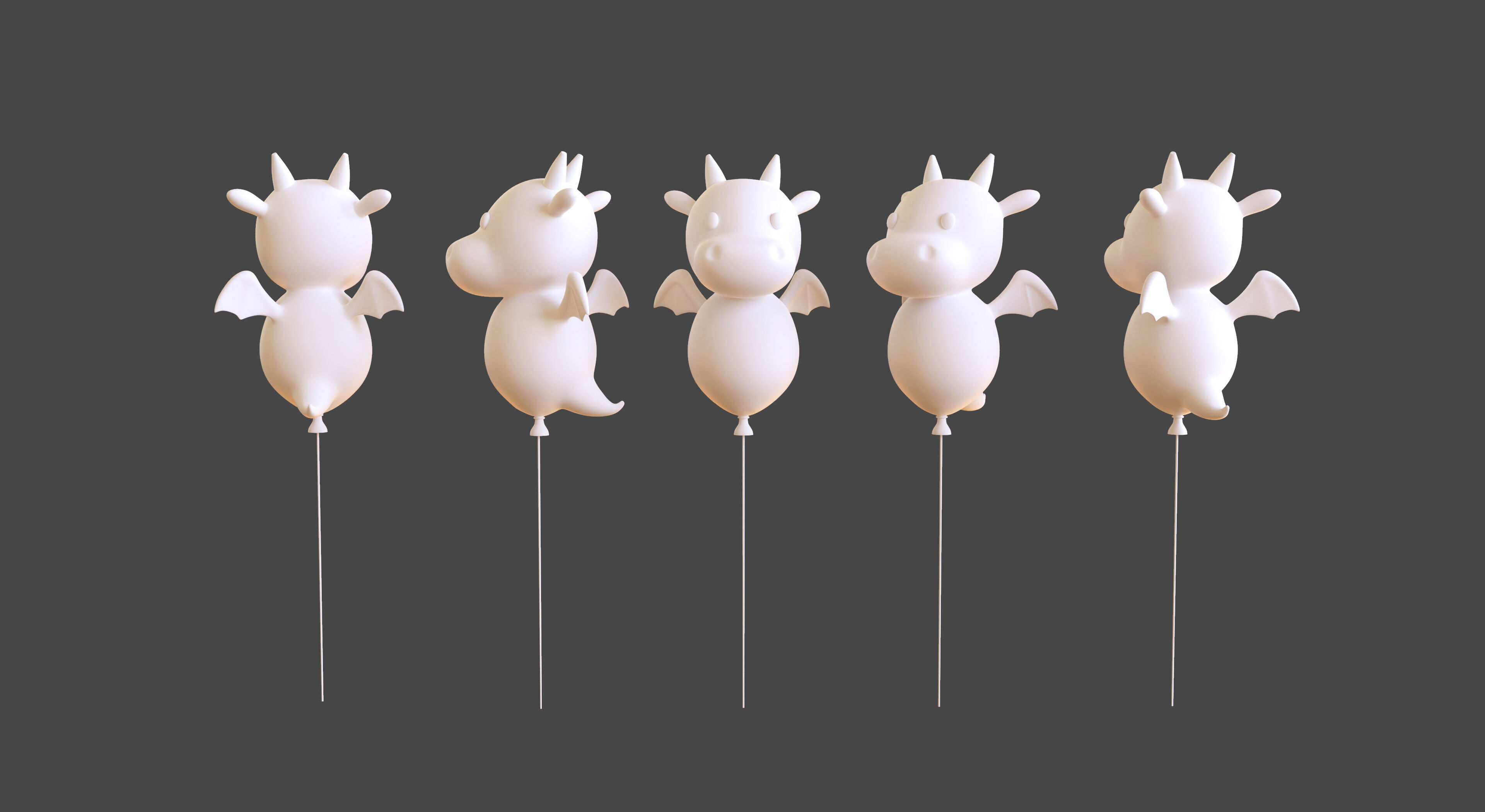 Birthday Balloons  - Colorful Party Decoration Prop 02 Low-poly 3D model_2