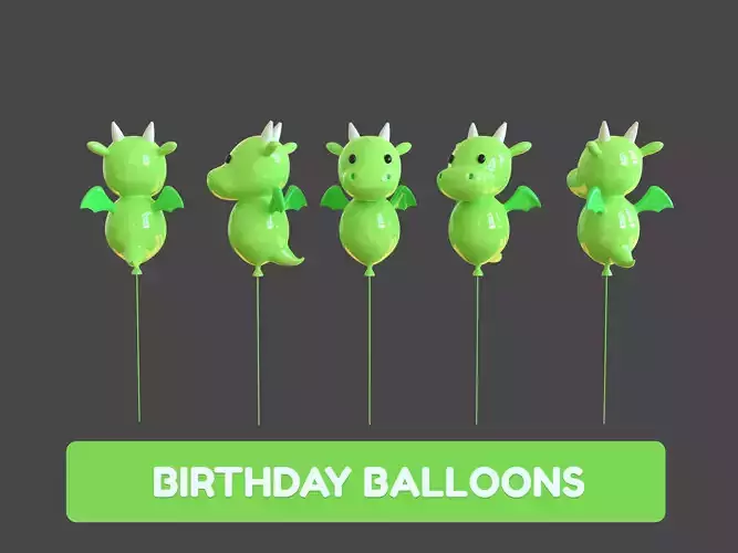 Birthday Balloons  - Colorful Party Decoration Prop 02 Low-poly 3D model