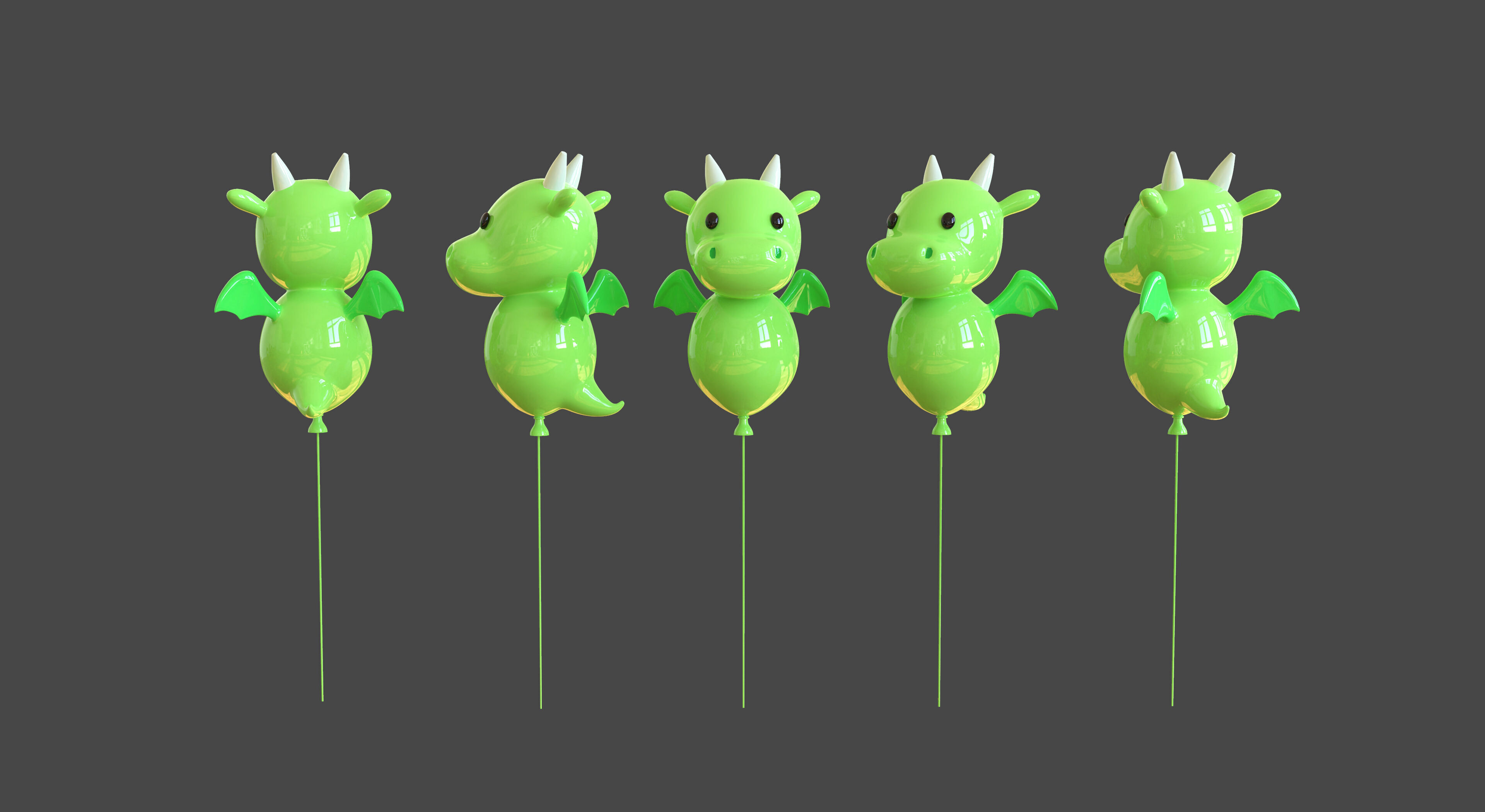 Birthday Balloons  - Colorful Party Decoration Prop 02 Low-poly 3D model_1