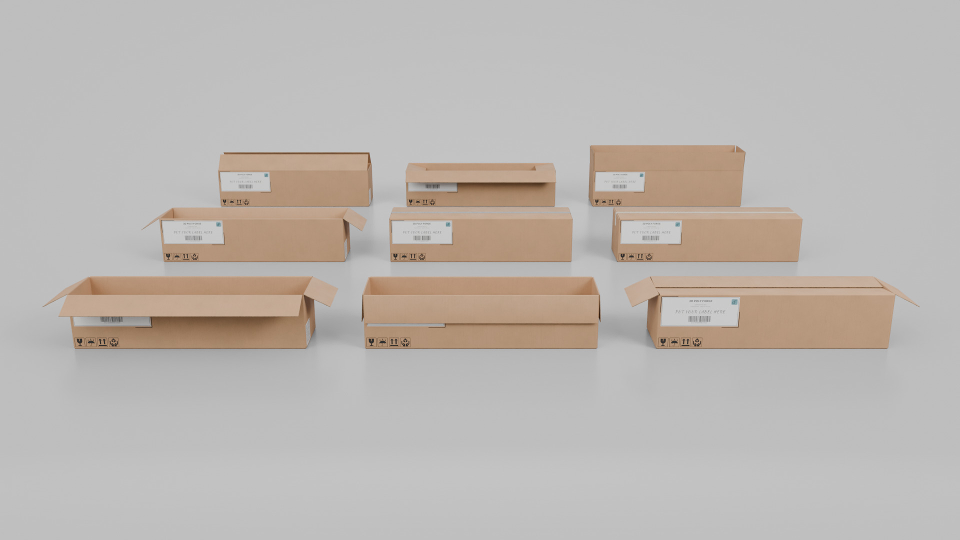 Cardboard Box R-282 - Rigged and Customizable Low-poly 3D model_10