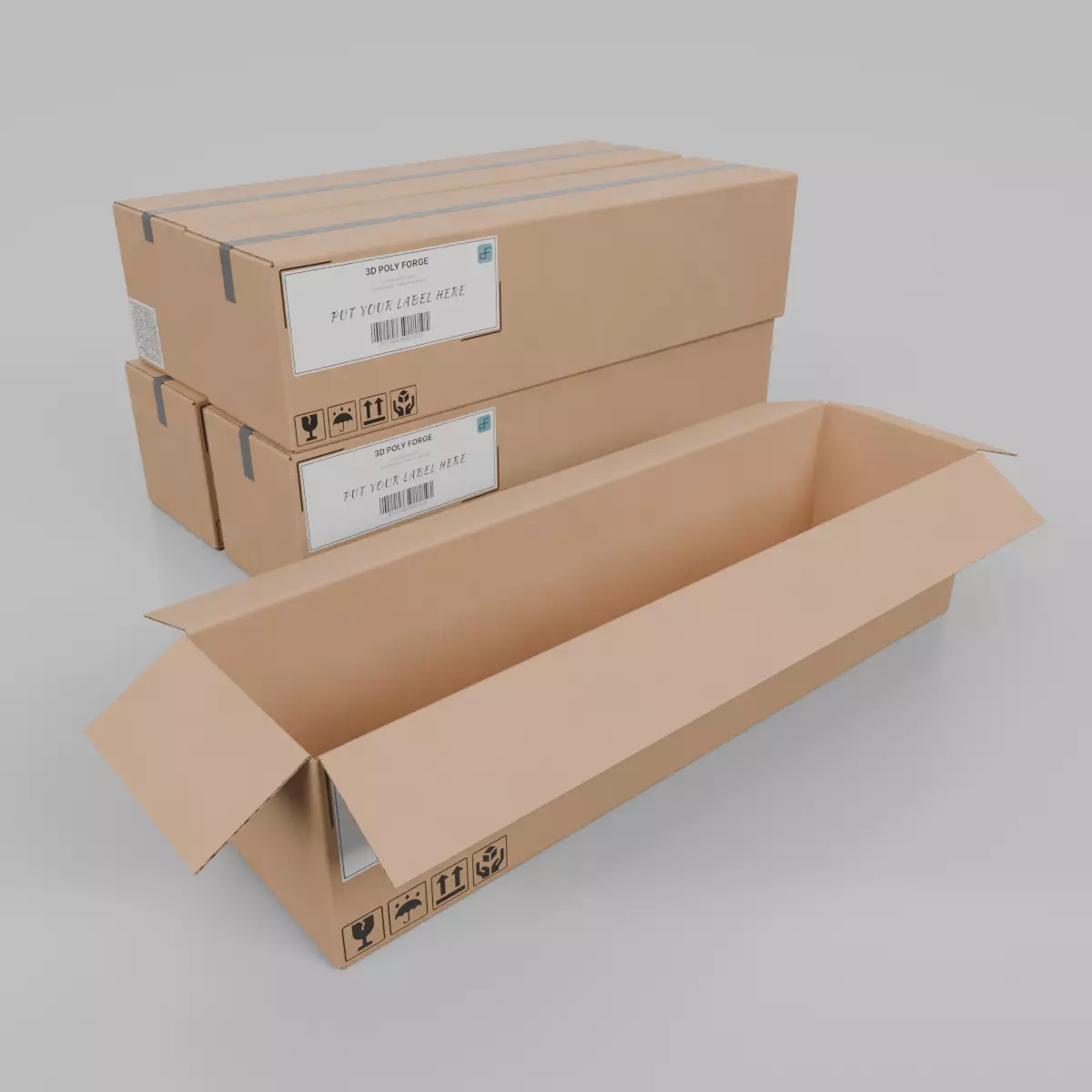 Cardboard Box R-282 - Rigged and Customizable Low-poly 3D model_0