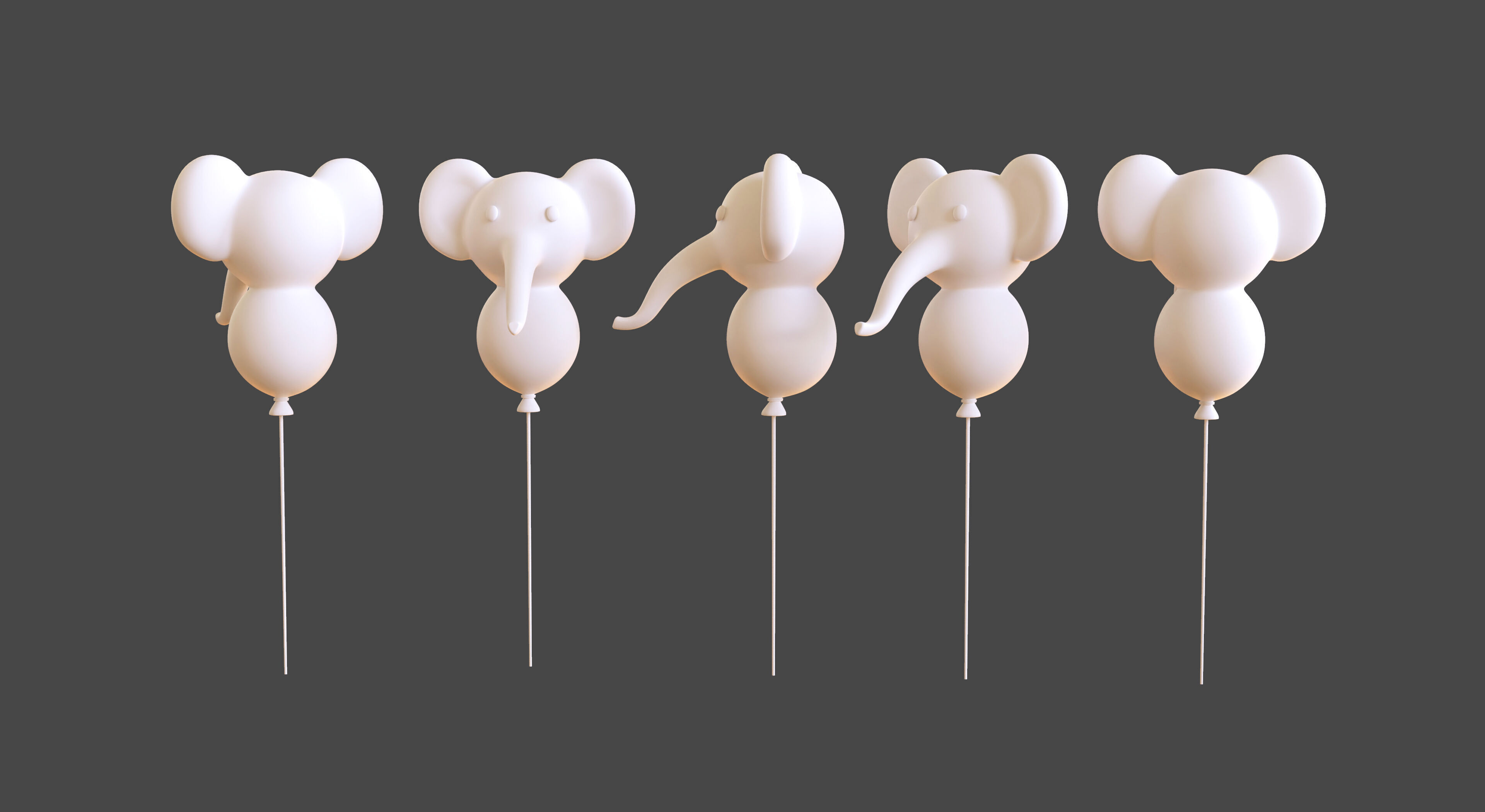 Birthday Balloons  - Colorful Party Decoration Prop 03 Low-poly 3D model_2