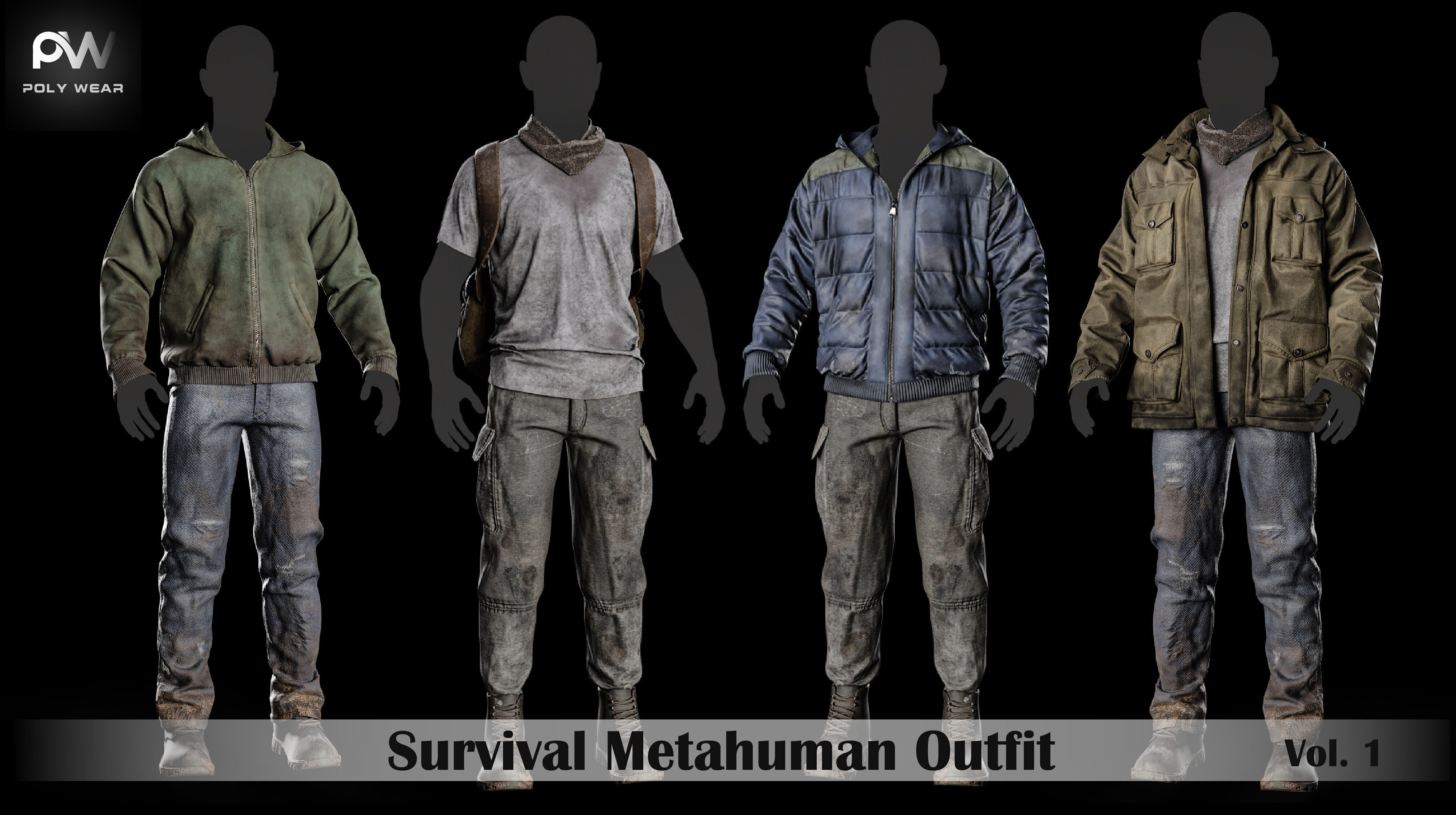 Urban Survival Metahuman Clothing UE project Low-poly 3D model_11