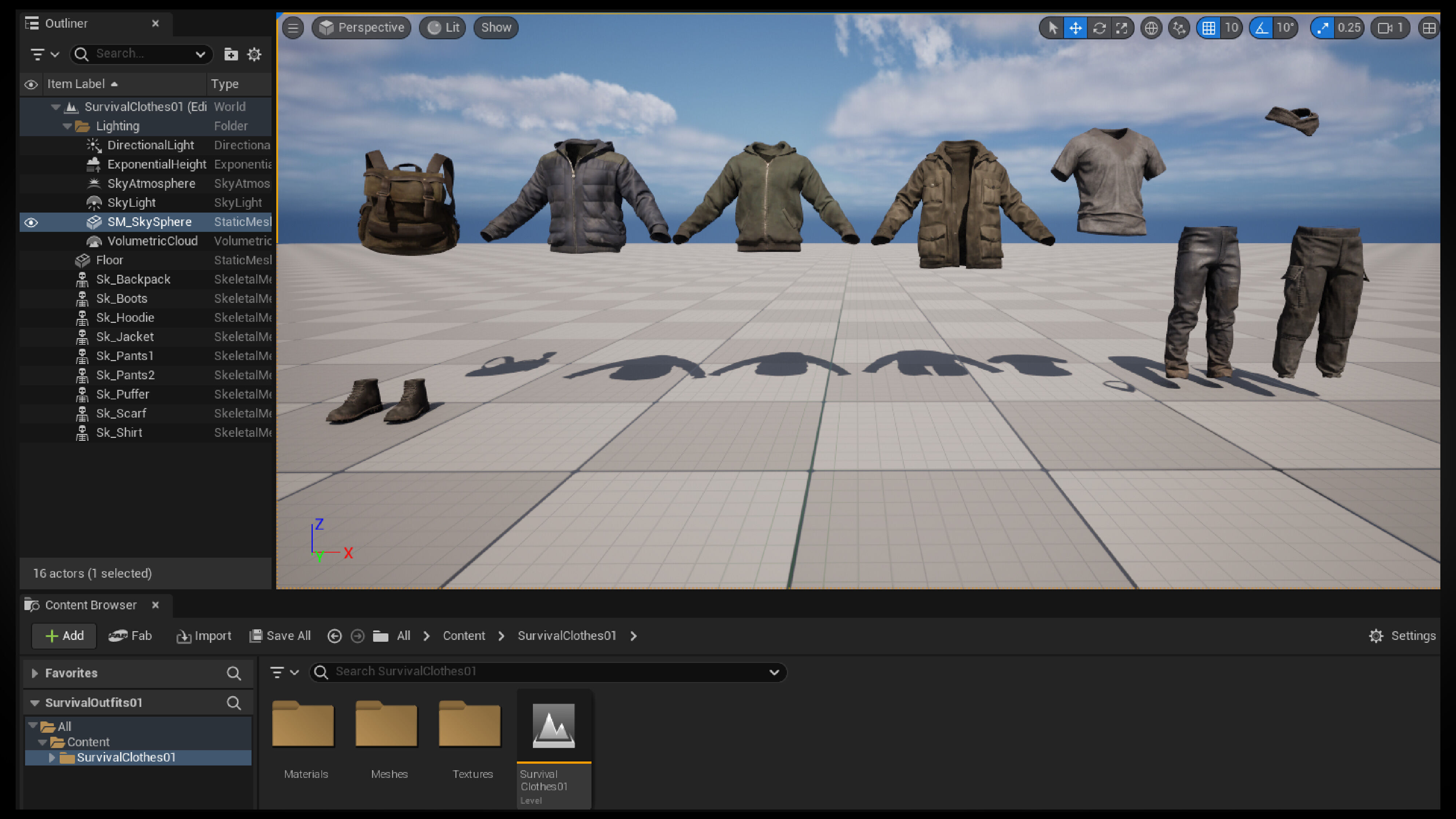 Urban Survival Metahuman Clothing UE project Low-poly 3D model_9