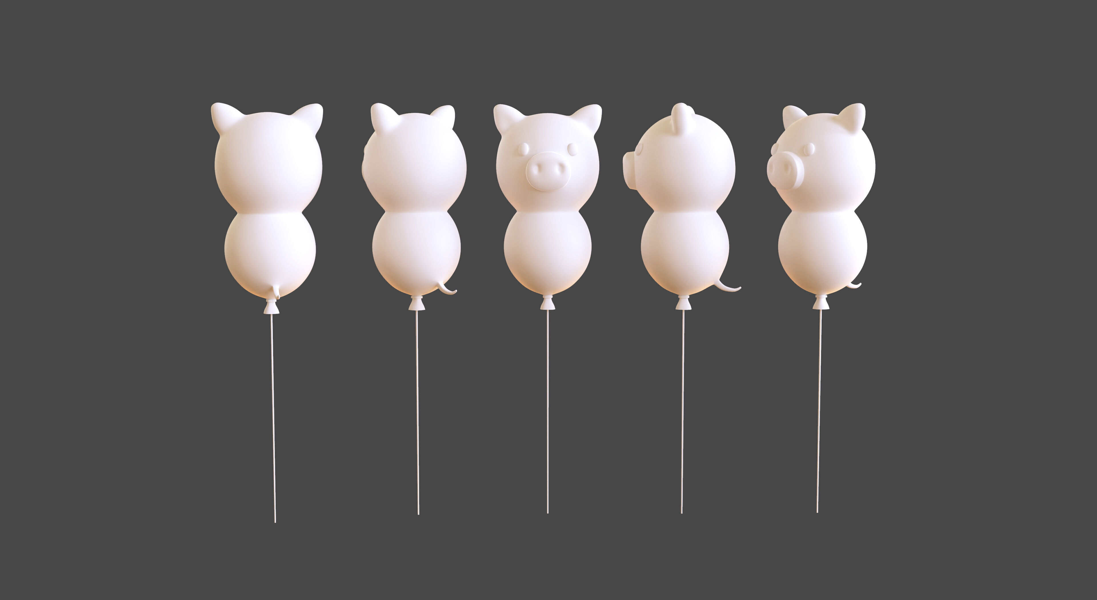 Birthday Balloons  - Colorful Party Decoration Prop 04  Low-poly 3D model_2